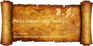 Metzinger János névjegykártya